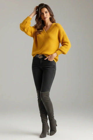 Premium Wool-Blend V-Neck Knitted Pullover SandSet