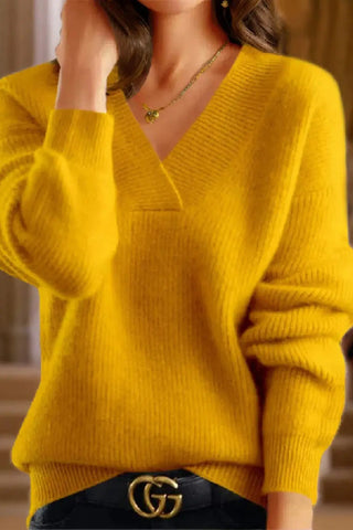 Premium Wool-Blend V-Neck Knitted Pullover SandSet