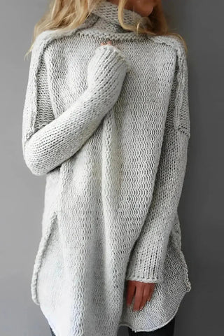 Relaxed Ribbed Knit Turtleneck Sweater SandSet
