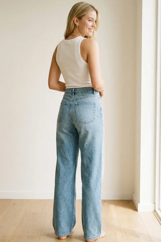 Retro Pocket Wide Leg Jeans SandSet