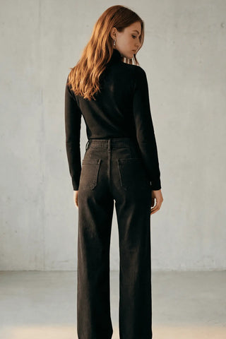 Retro Pocket Wide Leg Jeans SandSet