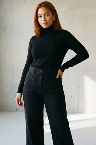 Retro Pocket Wide Leg Jeans SandSet