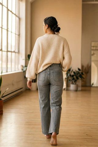 Retro Pocket Wide Leg Jeans SandSet