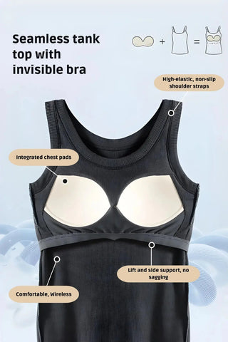 Round Neck Built in Bra Ribbed Tank Top SandSet