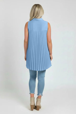 Ruffled V-Neck Sleeveless Lapel Blouse SandSet