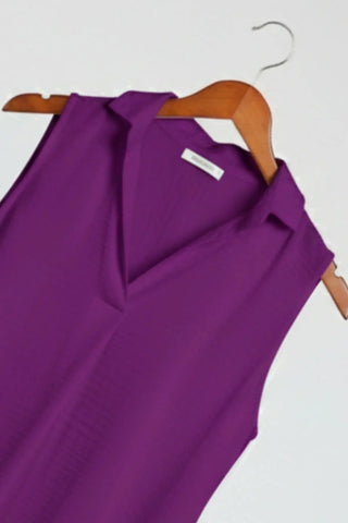 Ruffled V-Neck Sleeveless Lapel Blouse SandSet