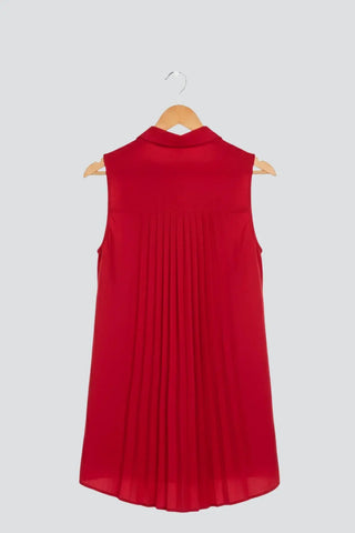 Ruffled V-Neck Sleeveless Lapel Blouse SandSet