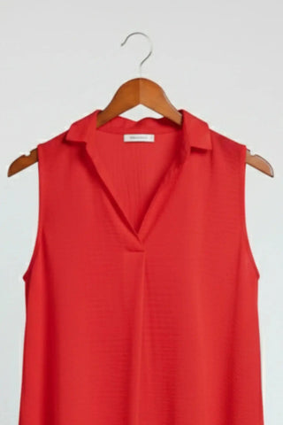 Ruffled V-Neck Sleeveless Lapel Blouse SandSet