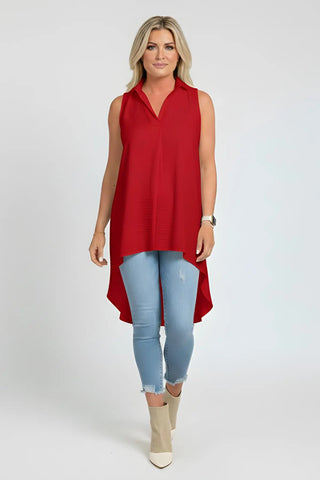 Ruffled V-Neck Sleeveless Lapel Blouse SandSet