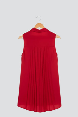 Ruffled V-Neck Sleeveless Lapel Blouse SandSet