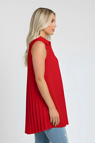 Ruffled V-Neck Sleeveless Lapel Blouse SandSet