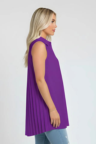 Ruffled V-Neck Sleeveless Lapel Blouse SandSet