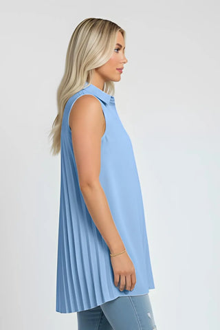 Ruffled V-Neck Sleeveless Lapel Blouse SandSet