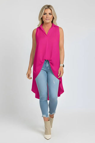 Ruffled V-Neck Sleeveless Lapel Blouse SandSet