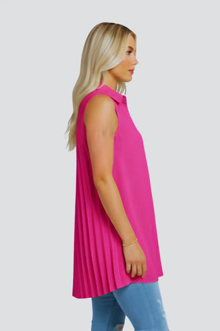 Ruffled V-Neck Sleeveless Lapel Blouse SandSet