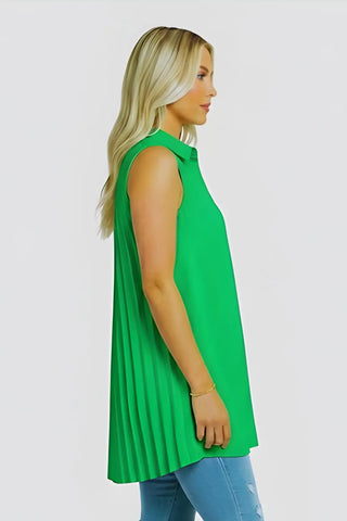 Ruffled V-Neck Sleeveless Lapel Blouse SandSet