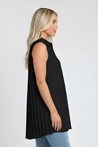 Ruffled V-Neck Sleeveless Lapel Blouse SandSet