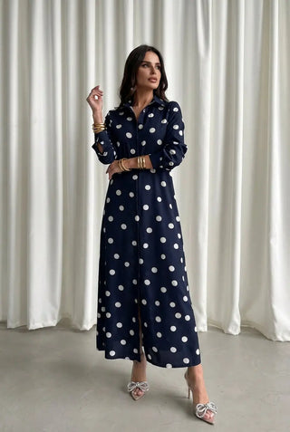 Tailored Dot Button-Front Blouse SandSet