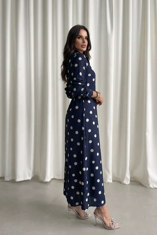 Tailored Dot Button-Front Blouse SandSet