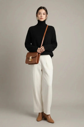 The Loose-Fit Pure Wool Turtleneck Sweater SandSet