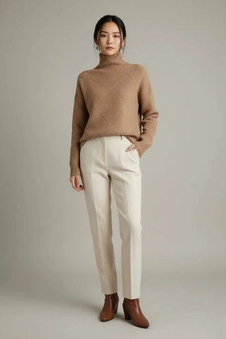 The Loose-Fit Pure Wool Turtleneck Sweater SandSet