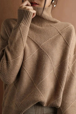 The Loose-Fit Pure Wool Turtleneck Sweater SandSet