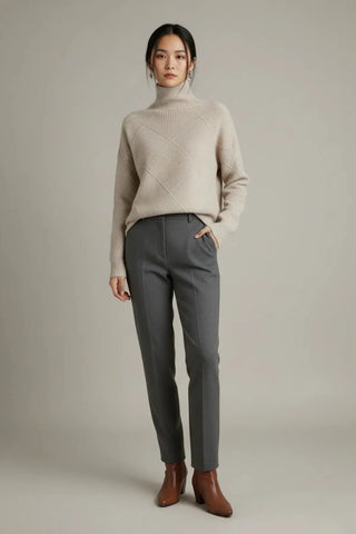 The Loose-Fit Pure Wool Turtleneck Sweater SandSet