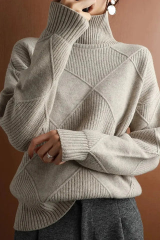 The Loose-Fit Pure Wool Turtleneck Sweater SandSet