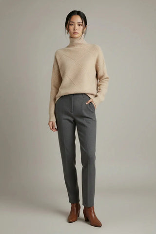 The Loose-Fit Pure Wool Turtleneck Sweater SandSet