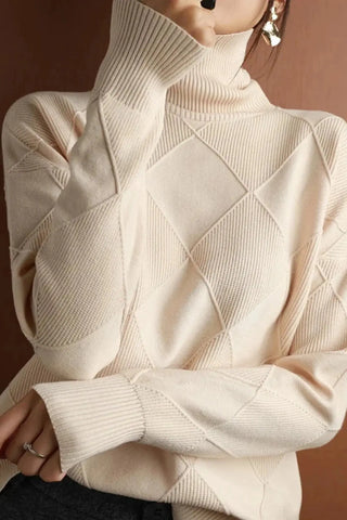 The Loose-Fit Pure Wool Turtleneck Sweater SandSet