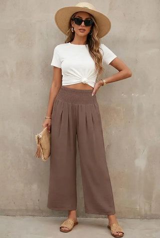 Urban Flow Smocked Wide-Legs Pants SandSet