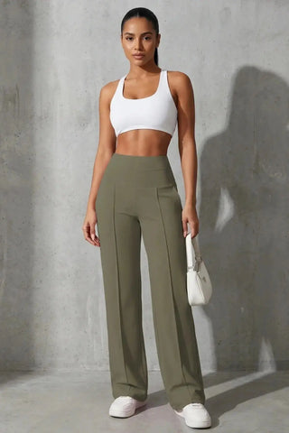 Women's Plain Loose Straight Leg Pants SandSet