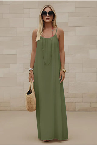 Women’s Stylish Backless Square-Neck Cami Maxi Dress SandSet
