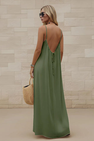 Women’s Stylish Backless Square-Neck Cami Maxi Dress SandSet