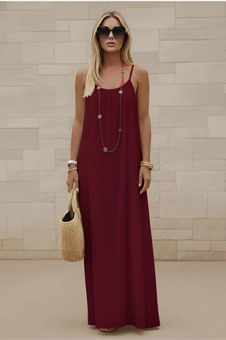 Women’s Stylish Backless Square-Neck Cami Maxi Dress SandSet