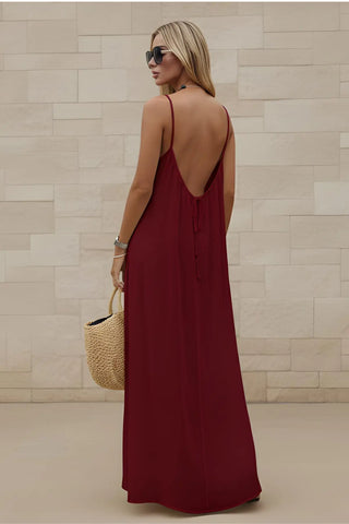 Women’s Stylish Backless Square-Neck Cami Maxi Dress SandSet