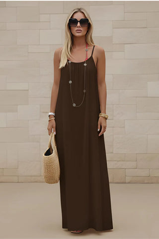 Women’s Stylish Backless Square-Neck Cami Maxi Dress SandSet