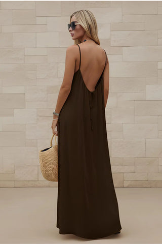 Women’s Stylish Backless Square-Neck Cami Maxi Dress SandSet