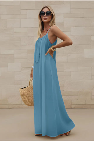 Women’s Stylish Backless Square-Neck Cami Maxi Dress SandSet