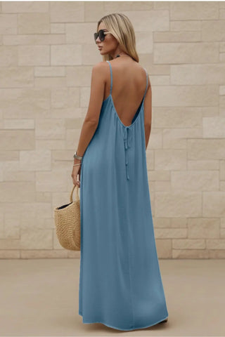 Women’s Stylish Backless Square-Neck Cami Midi Dress SandSet