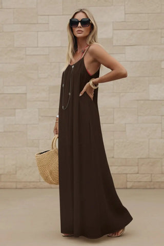 Women’s Stylish Backless Square-Neck Cami Midi Dress SandSet