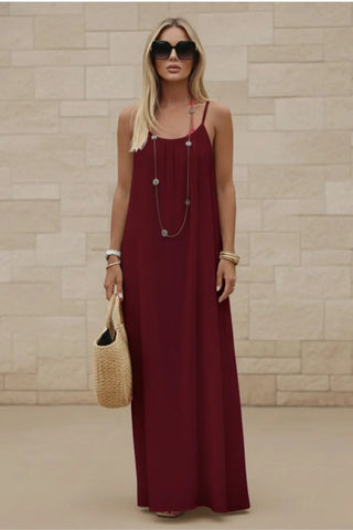 Women’s Stylish Backless Square-Neck Cami Midi Dress SandSet