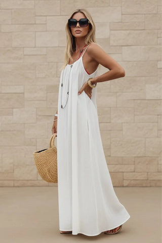 Women’s Stylish Backless Square-Neck Cami Midi Dress SandSet