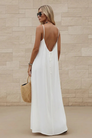 Women’s Stylish Backless Square-Neck Cami Midi Dress SandSet